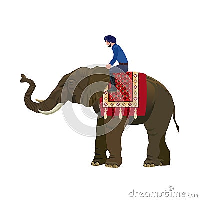 Man riding an elephant Vector Illustration