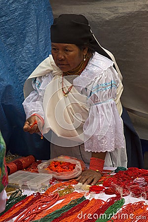 Indian market of Otavalo in Ecuador. Editorial Stock Photo