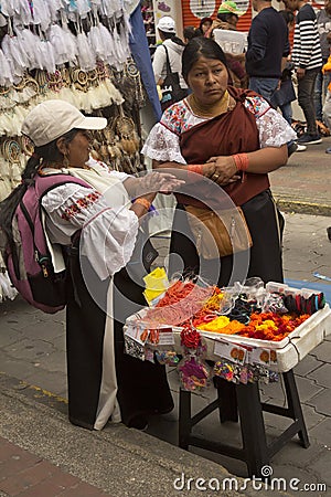 Indian market of Otavalo in Ecuador. Editorial Stock Photo