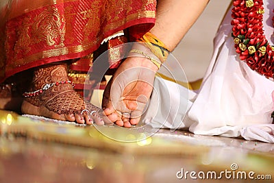 Indian married Women Wear Toe RIngs Stock Photo