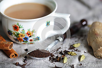 Indian masala chai, tea made of hot ayurvedic spices Stock Photo