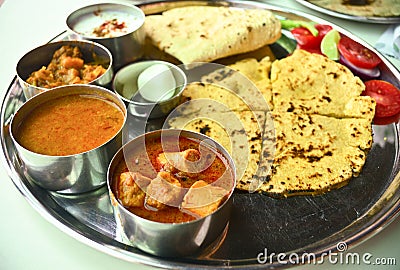 Indian Vegetarian Rajasthani thali Stock Photo