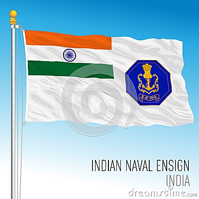 Indian military Naval flag, India, asiatic country Vector Illustration