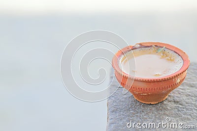 Indian Milk Tea on traditional clay pot Stock Photo