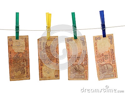 Indian Money on the Rope Stock Photo