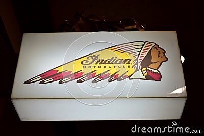 Indian Motorcycle light signal in a bar. Editorial Stock Photo