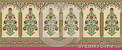 Indian mughal flower border Stock Photo