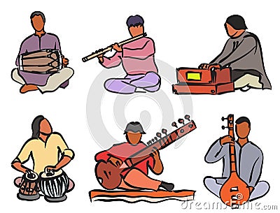 Indian musician set Vector Illustration