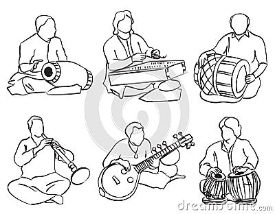 Indian musician set Vector Illustration