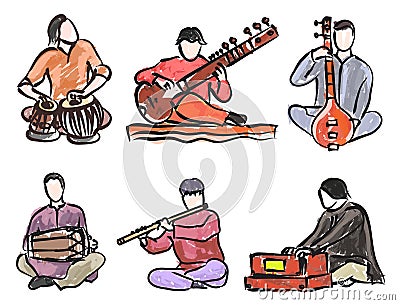 Indian musician set Vector Illustration