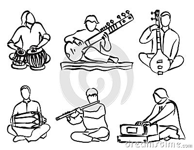 Indian musician set Vector Illustration