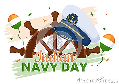 Indian Navy Day Vector Illustration on December 4 with Fighter Ships for People Military Army Saluting Appreciating Soldiers Vector Illustration