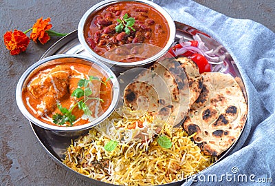 Indian non-vegetarian Meal -Punjabi platter Stock Photo