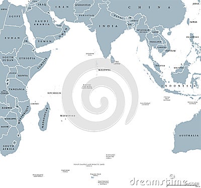 Indian Ocean political map Vector Illustration