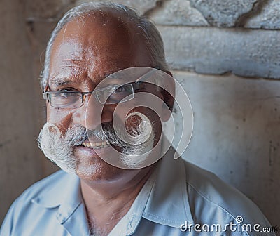 Indian Octogenarian with Great Moustache Editorial Stock Photo