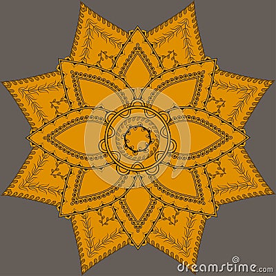 Indian ornate mandala. Doily round lace pattern, circle background with many details, Vector Illustration