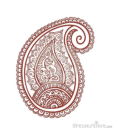 Indian paisley - decorative henna design, India. Mendi ornamental vector Vector Illustration