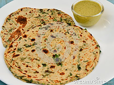 Indian Parantha (stuffed indian bread) Stock Photo