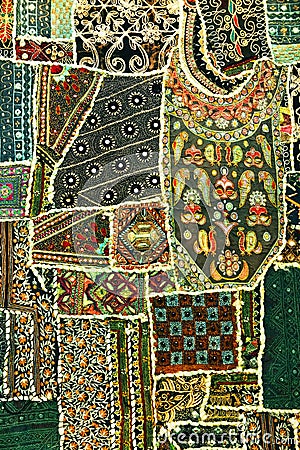 Indian patchwork carpet Stock Photo