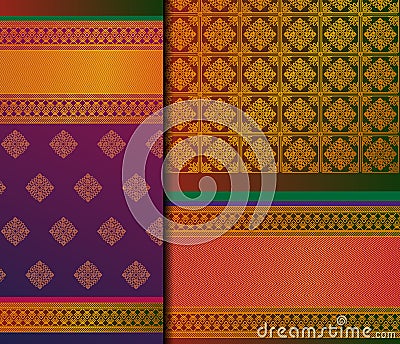 Indian Pattu Sari Vector pattern set Vector Illustration