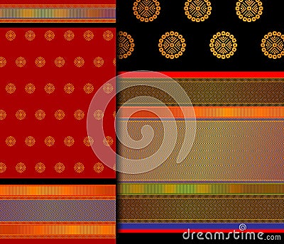 Indian Pattu Sari Vector pattern set Vector Illustration