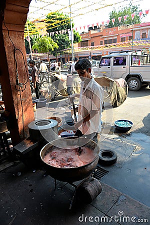 Indian People Dyeing Cloth, Jaipur Editorial Stock Photo