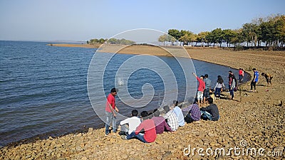 Indian Peoples enjoying near the river.. Editorial Stock Photo
