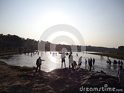 Indian picnic spot at water lake near Mahabaleshwar Maharashtra India Editorial Stock Photo