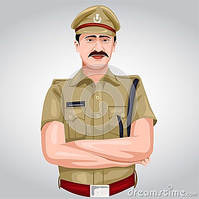 Indian police officer front view vector illustration design Vector Illustration