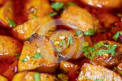 Indian Punjabi Aloo Dum With Spicy red chilli Gravy Stock Photo