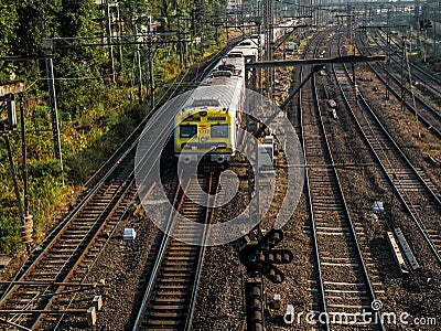 Indian Railway, one of the busiest commuter rail systems in the world having most severe overcrowding Editorial Stock Photo