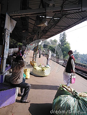 Indian Railway station and public Editorial Stock Photo