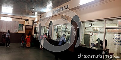 Indian railway ticket booking counter public crowd Editorial Stock Photo