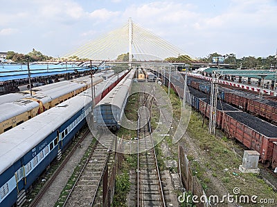 Indian railways station and junction Stock Photo