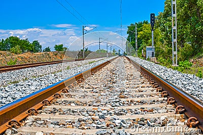 Indian Railways Track Beautiful View In Nature 1. Stock Photo
