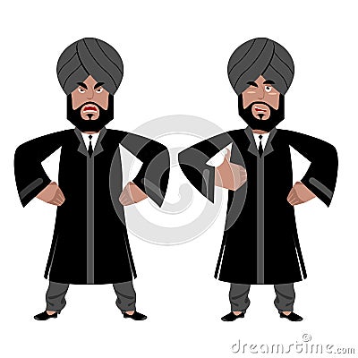 Indian Raja set. Angry, aggressive and good businessman in India Vector Illustration