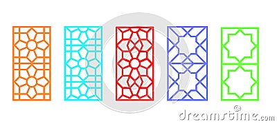 Indian rectangle window frame with islamic pattern Vector Illustration