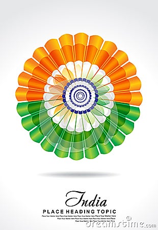 Indian republic day background with flower Cartoon Illustration
