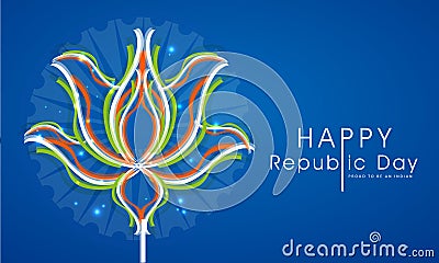 Indian Republic Day celebration with tricolor lotus. Stock Photo