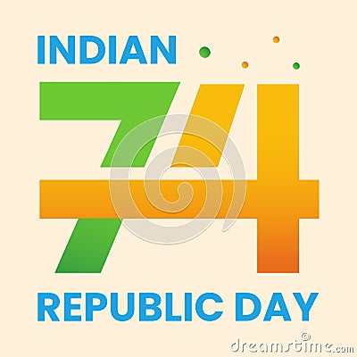 Indian Republic Day Celebration Years Concept With 74 Creative Number On Peach Stock Photo