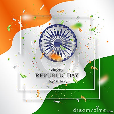 Indian republic day holiday background. Cartoon Illustration