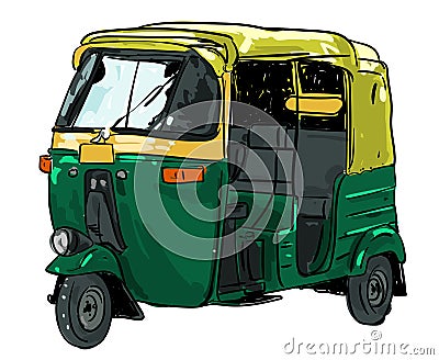 Indian Rickshaw illustration for designs Cartoon Illustration