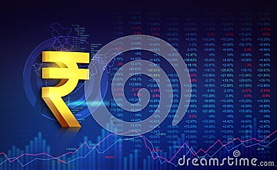 Indian rupee background with indian rupee symbol with stock market data Stock Photo