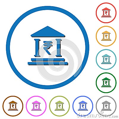Indian Rupee bank office icons with shadows and outlines Stock Photo