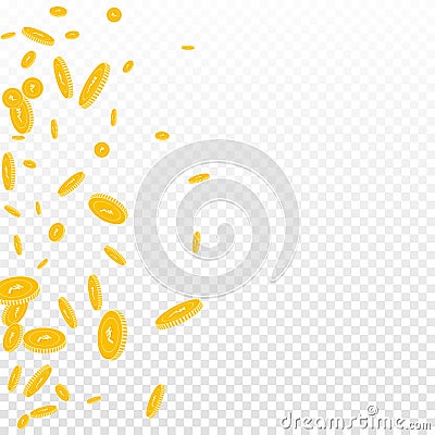 Indian rupee coins falling. Scattered disorderly I Vector Illustration