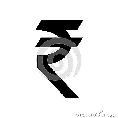 Indian rupee currency symbol. Black India rupee sign. Vector Illustration
