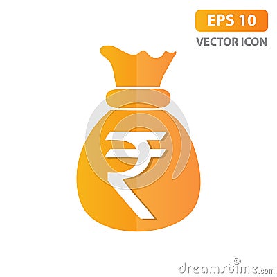 Indian rupee currency symbol. Money bag icon Vector Illustration