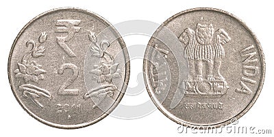 2 indian rupees coin Stock Photo