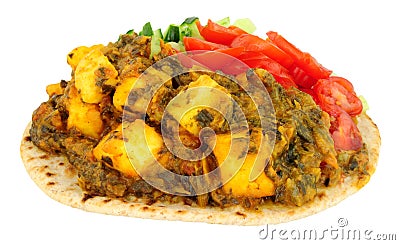 Indian Saag Paneer Meal On A Chapati Flatbread Stock Photo