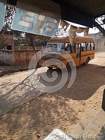 The Indian school bus of rajasthan Editorial Stock Photo